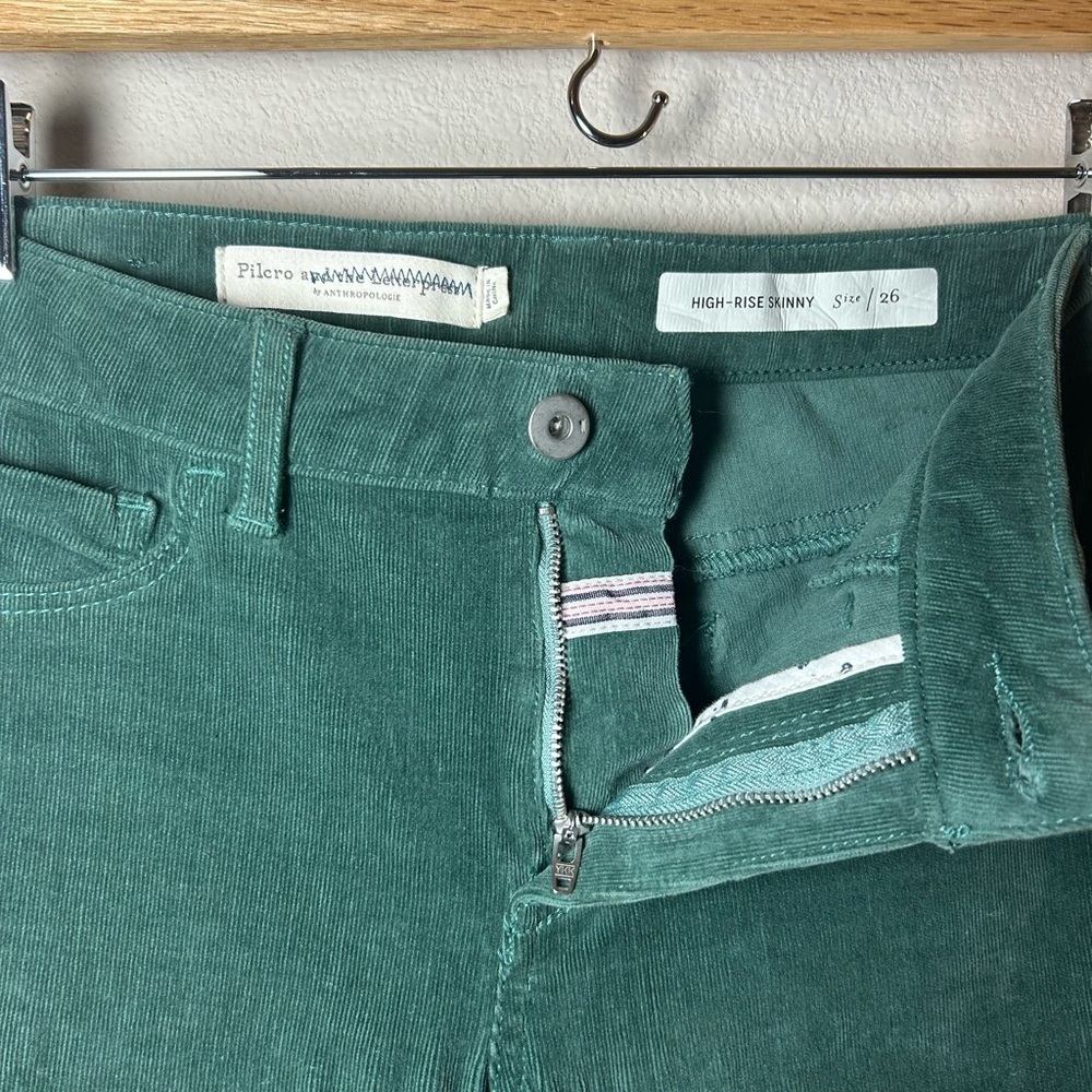 Pilcro Size 26 Corduroy High Rise Skinny Jeans Forest Green by Anthropology - Picture 2 of 14